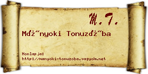 Mányoki Tonuzóba névjegykártya